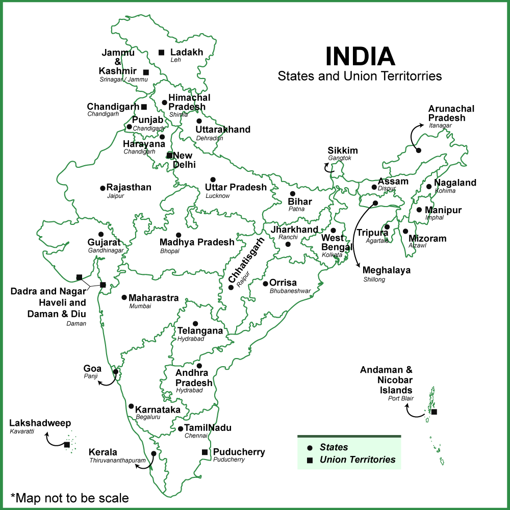 india state and capital union territories